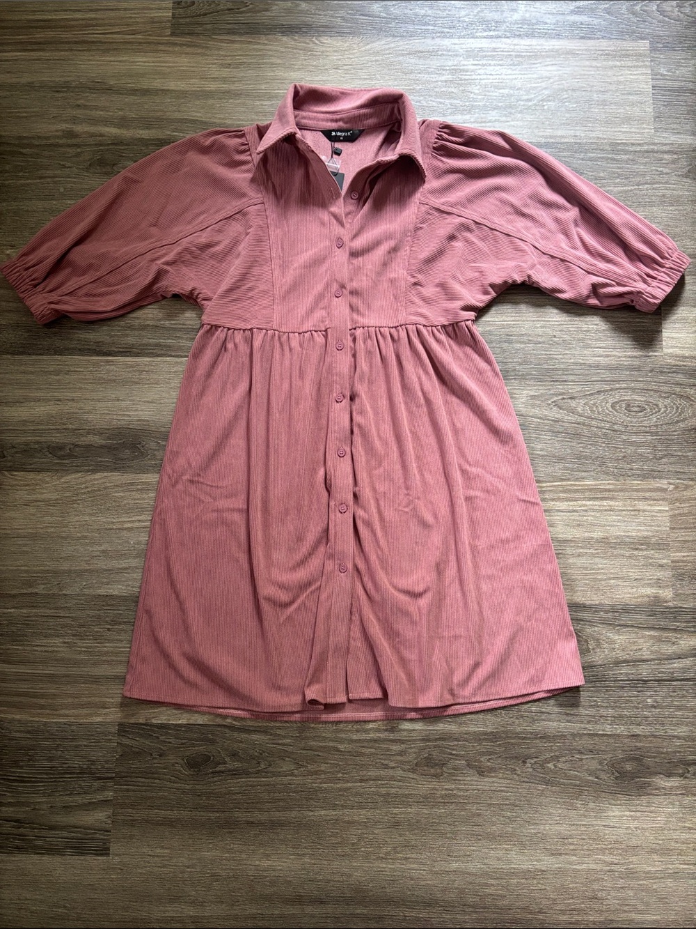 Allegra K Dusty Rose Button-Front Shirt Dress